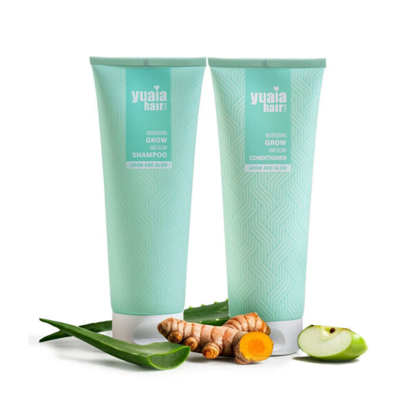 Grow and Glow Shampoo og Conditioner 250 ml - sulfatfri & silikonefri - Yuaia