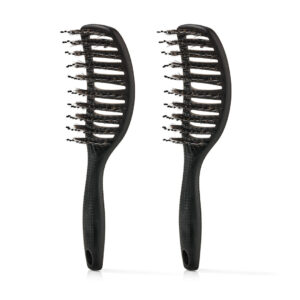 Curvy Brush - Hårbørste med vildsvinehår - 2 stk Soft Black (Spar 16%) - Yuaia