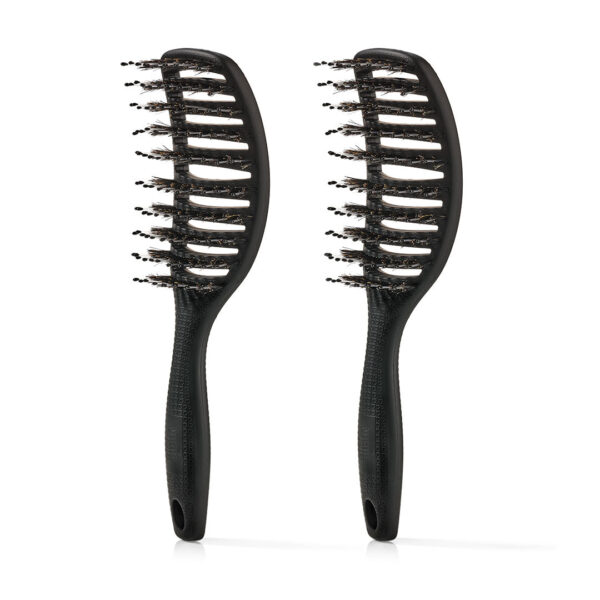 Curvy Brush - Hårbørste med vildsvinehår - 2 stk Soft Black (Spar 16%) - Yuaia