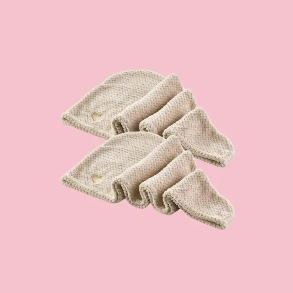 Mikrofiber håndklæde til hår - Sand 2 stk - Spar 15% - Yuaia