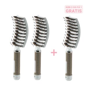 Curved Paddle Brush Køb 2 stk, få 1 stk gratis - 2 stk Hvid + 1 stk gratis - Yuaia