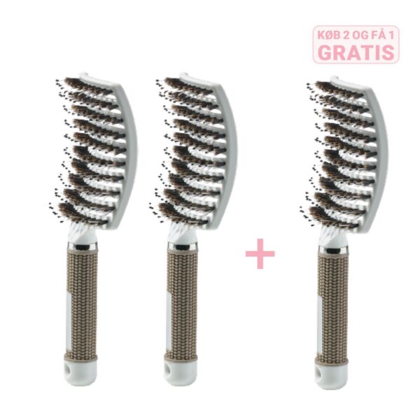 Curved Paddle Brush Køb 2 stk, få 1 stk gratis - 2 stk Hvid + 1 stk gratis - Yuaia