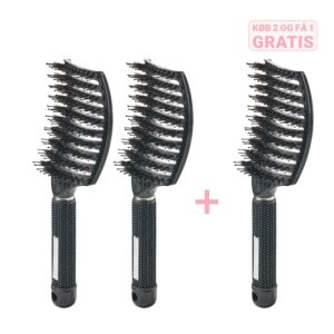 Curved Paddle Brush Køb 2 stk, få 1 stk gratis - 2 stk Sort + 1 gratis - Yuaia