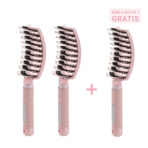 Curved Paddle Brush Køb 2 stk, få 1 stk gratis - 2 stk Lyserød + 1 stk gratis - Yuaia