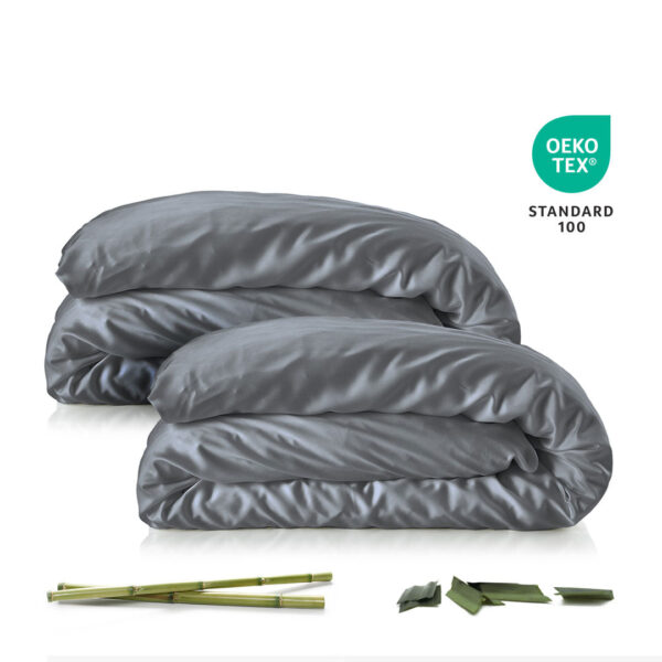 Bambus Dynebetræk - 2 stk - Spar 49 kr. / Grå - 140x200 - Yuaia