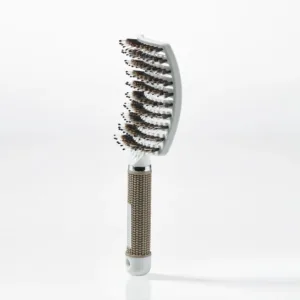 Curved Paddle Brush - Hårbørste med vildsvinehår - Hvid - Yuaia