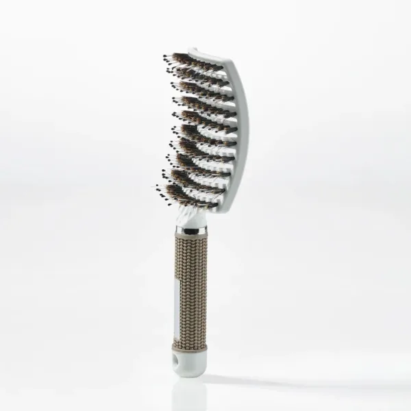 Curved Paddle Brush - Hårbørste med vildsvinehår - Hvid - Yuaia
