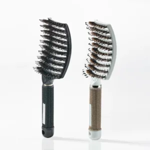 Curved Paddle Brush - Hårbørste med vildsvinehår - Hvid + Sort (Spar 12%) - Yuaia