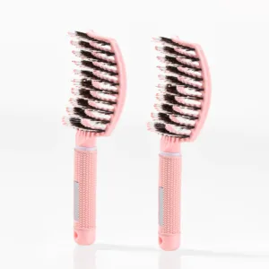 Curved Paddle Brush - Hårbørste med vildsvinehår - 2 stk Lyserød (Spar 12%) - Yuaia