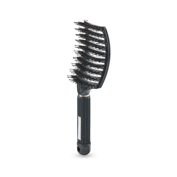 Curved Paddle Brush - Hårbørste med vildsvinehår - Sort - Yuaia