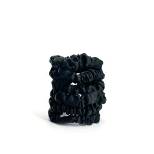 6-pak Soft Satin Scrunchies Small - Black - Yuaia