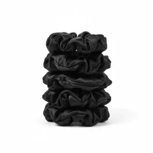 5-pak Soft Satin Scrunchies Medium - Black - Yuaia