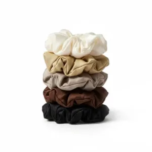 5-pak Soft Satin Scrunchies Medium - Coffee - Yuaia
