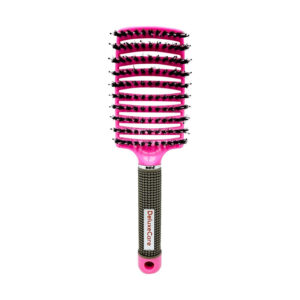 Curved Brush Pro - Hårbørste med Vildsvinehår - Pink - DeluxeCare